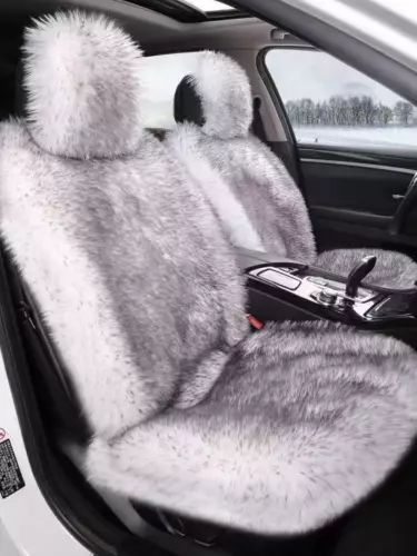 Теплый меховой чехол на сиденье автомобиля