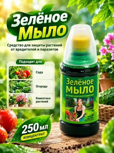 Зелёное мыло, 250 мл, концентрат для защиты растений от вредителей