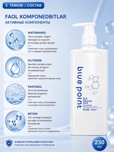 Увлажняющий лосьон для тела Blue Point Niacinamide Smooth Body Lotion 230 мл – ниацинамид