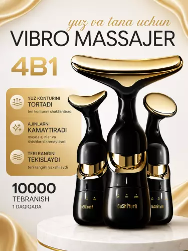 Mikrotok effektiga ega vibratsiyali yuz massaji, 3 tasi 1 da, 3 ta nasadka bor