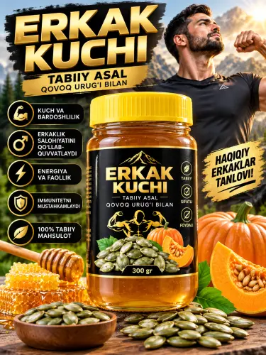 ERKAK KUCHI — TABIIY ASAL VA QOVOQ URUG‘I BILAN!