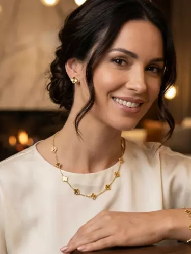 В стиле Van Cleef, цепочка, браслет и серьги, коллекция украшений Klever, подарок для женщин