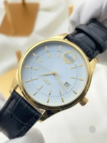 Мужские наручные часы UZB Classic, кварцевые, с кожаным ремешком и календарем