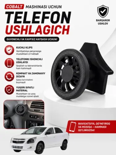 Chevrolet avtomobillari uchun magnitli telefon tutqichi (Tracker, Cobalt va Lacetti uchun)