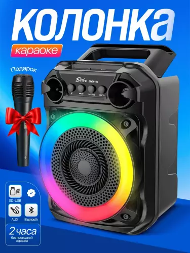 Колонка для караоке Bluetooth ZQS 6166, 14100 + микрофон