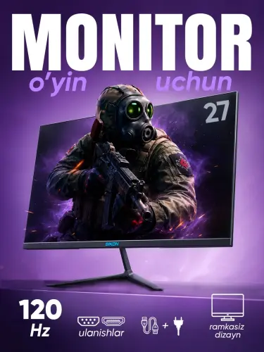 Монитор BIKON 22, 24, 27, 32 120-240Hz, IPS, FullHD, офис, учеба, работа.