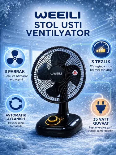 Настольный вентилятор, мощный, тихий, 3 скорости, для дома и офиса