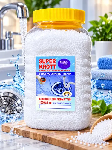 Super Krott Mega Lux — kanalizatsiya uchun antizasor, 3 xil hajm
